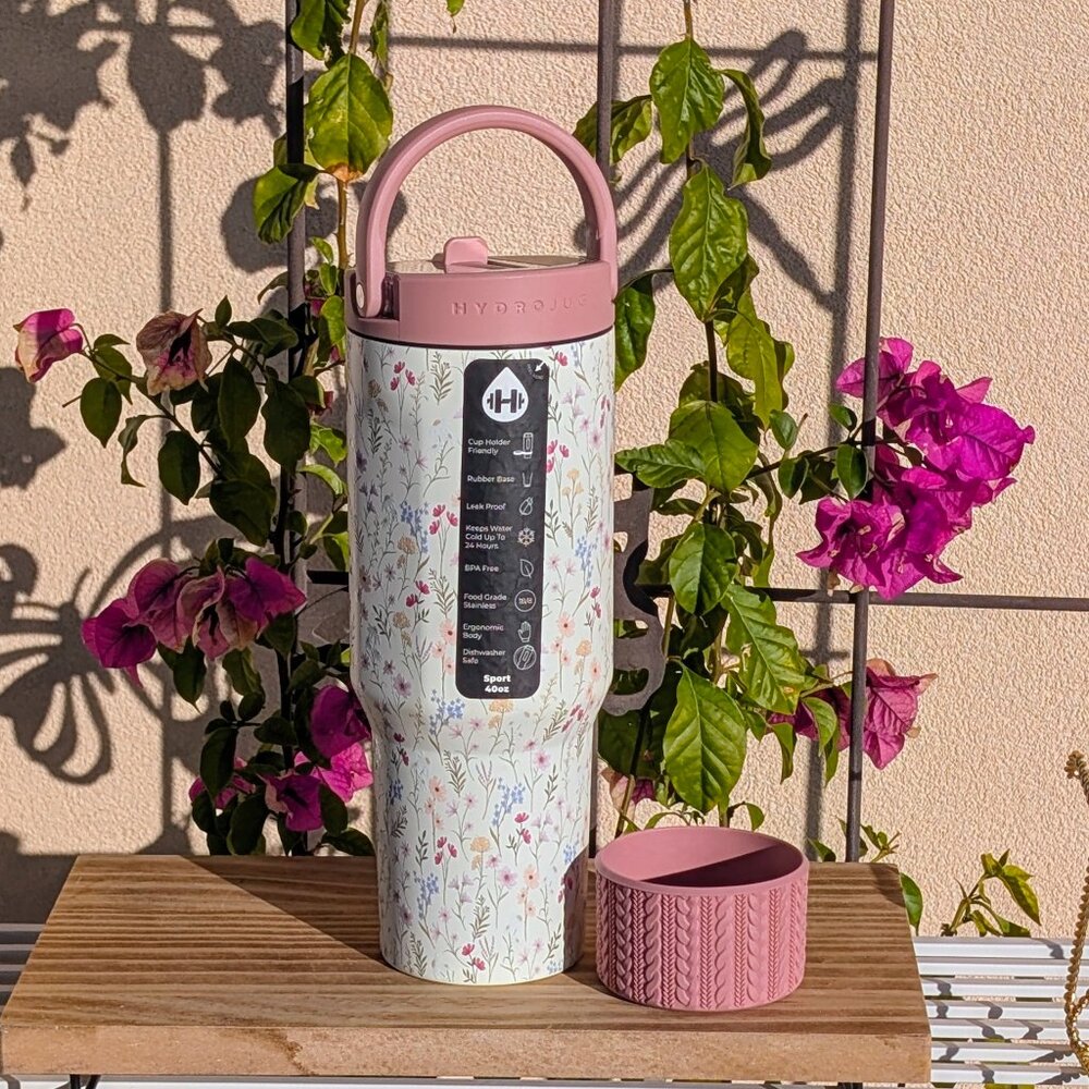 🌸 LIMITED EDITION HydroJug 40oz Sport, WILDFLOWER + Custom Boot - Picture 2 of 7